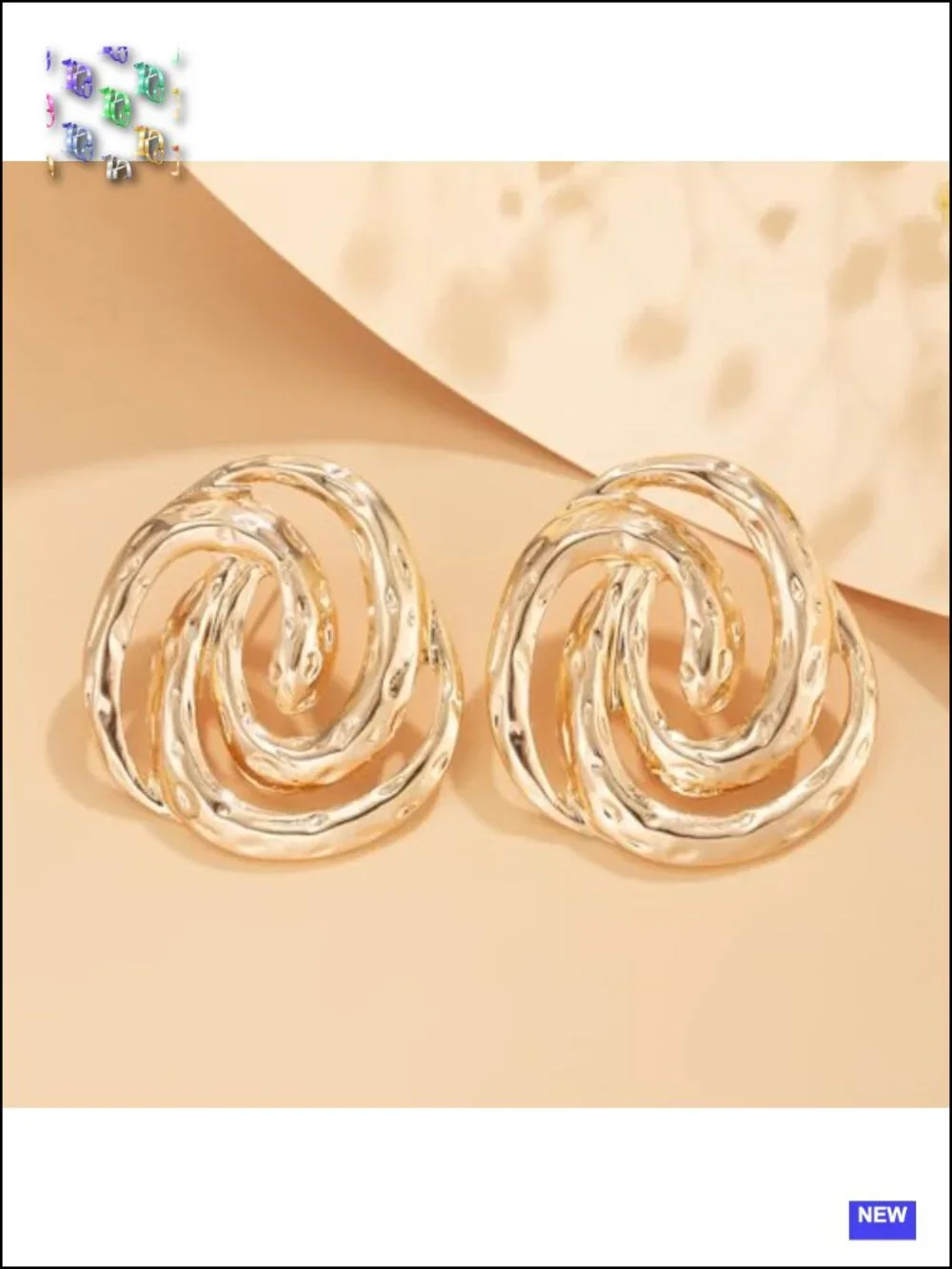 Large Gold Statement Earrings for Women Chunky Big Circle Drop Hanging Geometric
